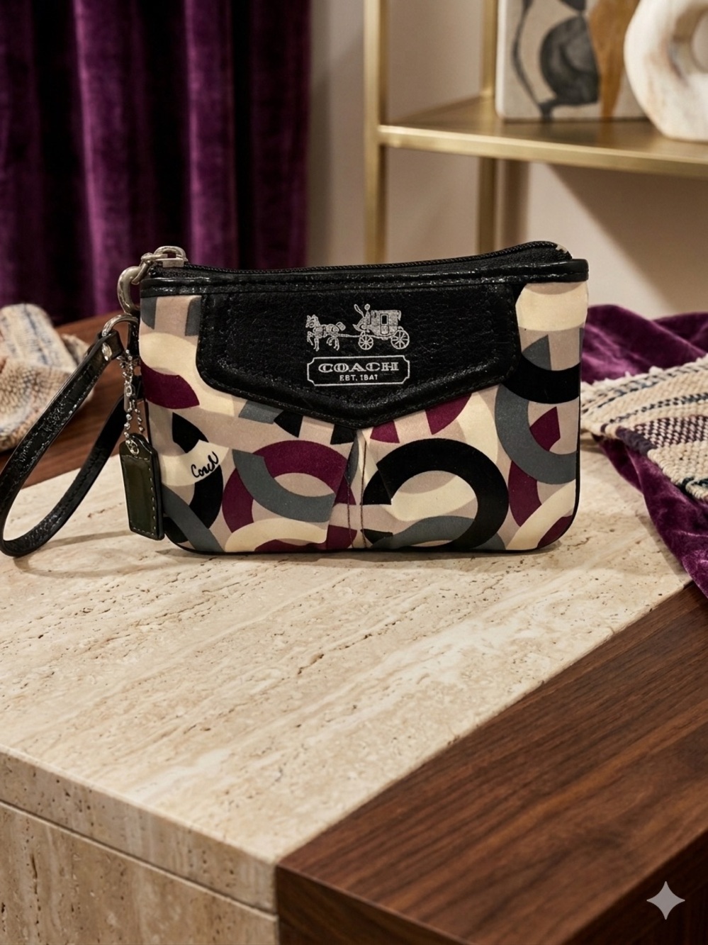 Coach Madison Graphic Op Art Sateen Small Wristlet Pouch - Y2K Vintage